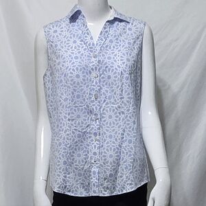 Talbots Sleeveless Non-Iron "Geo Star" Perfect Shirt